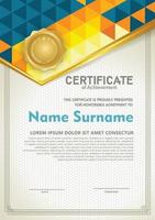 Vertical certificate template with triangle geometric polygonal background, vector