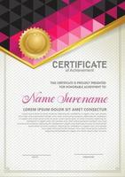 Vertical certificate template with triangle geometric polygonal background, vector