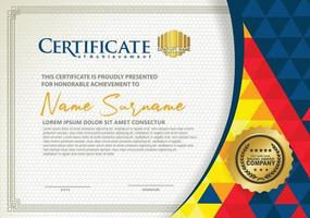 Horizontal certificate template with triangle geometric polygonal background, vector