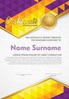 Vertical certificate template with triangle geometric polygonal background, vector