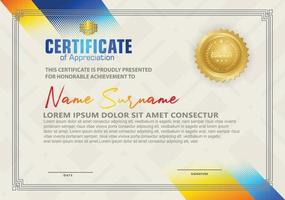 Modern certificate template with diagonal halftone ornament on background. vector illustration