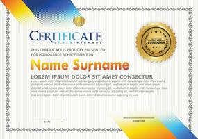 Modern certificate template with diagonal halftone ornament on background. vector illustration