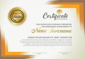 Diploma certificate template with halftone style and modern pattern background vector