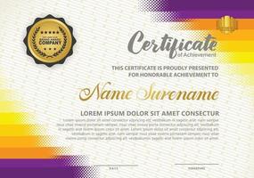 Diploma certificate template with halftone style and modern pattern background vector