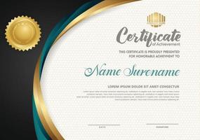 Elegant and futuristic certificate template with curved line shape ornament modern pattern,diploma. vector