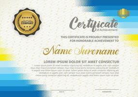 Diploma certificate template with halftone style and modern pattern background vector