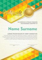 Vertical certificate template with triangle geometric polygonal background, vector