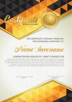 Vertical certificate template with triangle geometric polygonal background, vector