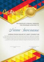 Vertical certificate template with triangle geometric polygonal background, vector