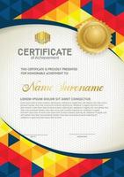 Vertical certificate template with triangle geometric polygonal background, vector