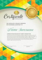 Vertical certificate template with triangle geometric polygonal background, vector