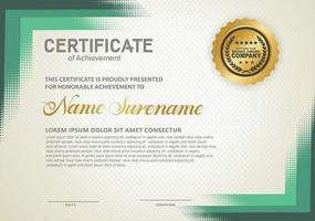 Diploma certificate template with halftone style and modern pattern background vector