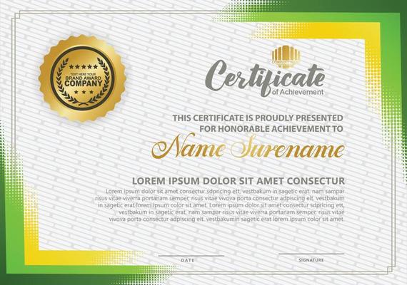 Horizontal certificate template with triangle geometric polygonal frame and modern pattern background. vector illustration