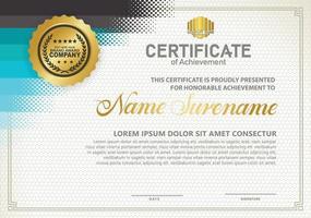 Diploma certificate template with halftone style and modern pattern background vector