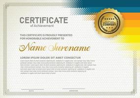 Diploma certificate template with halftone style and modern pattern background vector