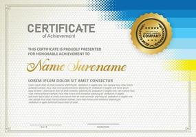 Diploma certificate template with halftone style and modern pattern background vector