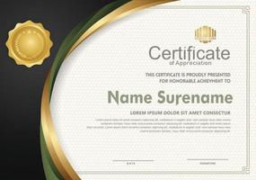 Elegant and futuristic certificate template with curved line shape ornament modern pattern,diploma. vector