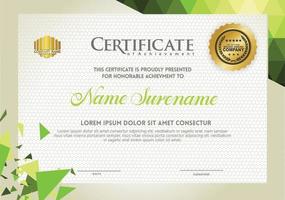 Horizontal certificate template with triangle geometric polygonal background, vector