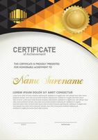 Vertical certificate template with triangle geometric polygonal background, vector