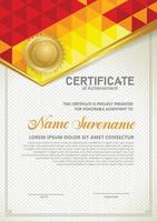 Vertical certificate template with triangle geometric polygonal background, vector