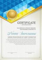 Vertical certificate template with triangle geometric polygonal background, vector