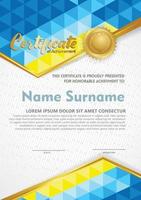 Vertical certificate template with triangle geometric polygonal background, vector