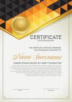 Vertical certificate template with triangle geometric polygonal background, vector