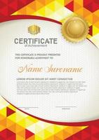 Vertical certificate template with triangle geometric polygonal background, vector