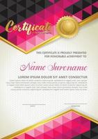 Vertical certificate template with triangle geometric polygonal background, vector