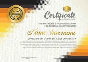 Diploma certificate template with halftone style and modern pattern background vector