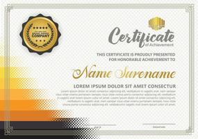 Diploma certificate template with halftone style and modern pattern background vector