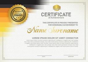 Diploma certificate template with halftone style and modern pattern background vector