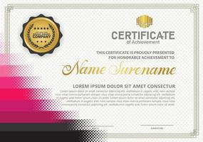 Diploma certificate template with halftone style and modern pattern background vector