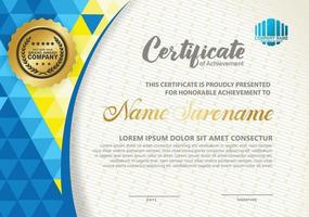 Modern certificate template with polygon texture pattern background. vector