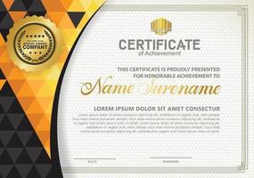 Modern certificate template with polygon texture pattern background. vector