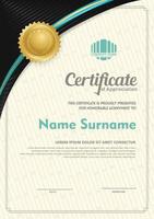 certificate template with circular angel and line ornament modern pattern,diploma. vector