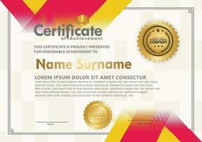 Modern certificate template with diagonal halftone ornament on background. vector illustration