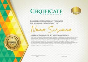 Horizontal certificate template with triangle geometric polygonal background, vector