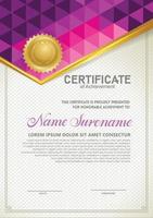 Vertical certificate template with triangle geometric polygonal background, vector