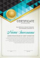 Vertical certificate template with triangle geometric polygonal background, vector