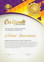 Vertical certificate template with triangle geometric polygonal background, vector