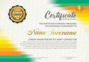 Diploma certificate template with halftone style and modern pattern background vector