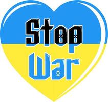 Stop war in Ukraine vector heart sign with national flag colors