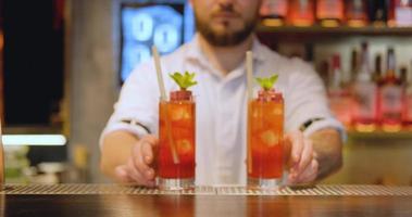 Male Bartender work in the pub video