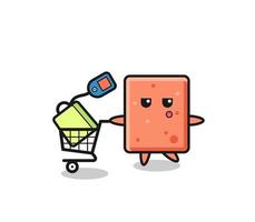 brick illustration cartoon with a shopping cart