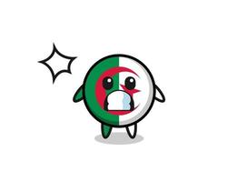 algeria flag character cartoon with shocked gesture vector