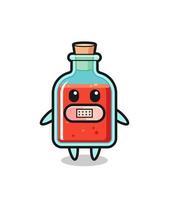 Cartoon Illustration of square poison bottle with tape on mouth vector