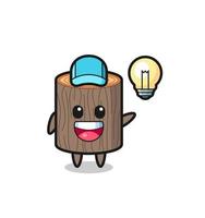 tree stump character cartoon getting the idea vector