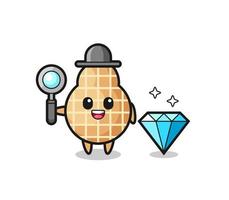 Illustration of peanut character with a diamond vector