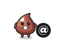 Cartoon Illustration of choco chip standing beside the At symbol vector